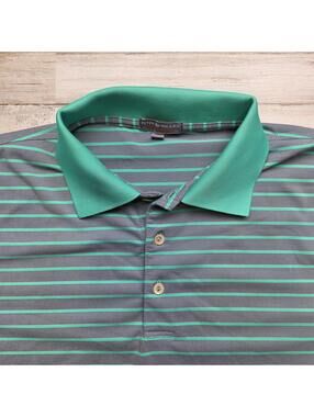 Peter Millar Summer Comfort Golf Polo Shirt Mens XL Gray Stripe Performance